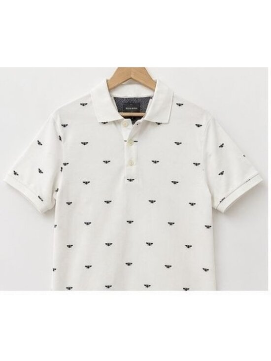 Peter Werth Other - Peter Werth London Men’s White Polo Shirt Bee Pattern Embroidered Size L